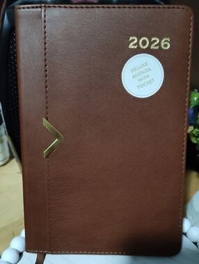 2026 Deluxe Agenda Pocket Planner - Brown With Pocket